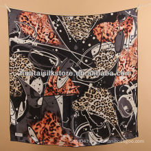 head scarf silk 100% leopard print head scarf